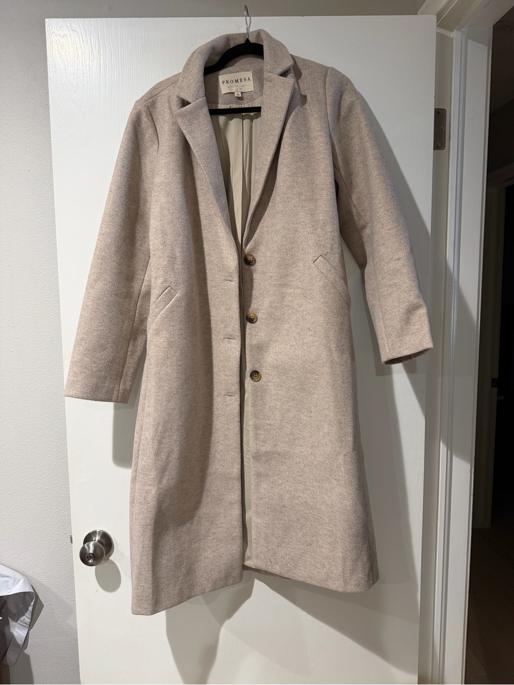 Vici Cream Single-Breasted Long Trench Coat